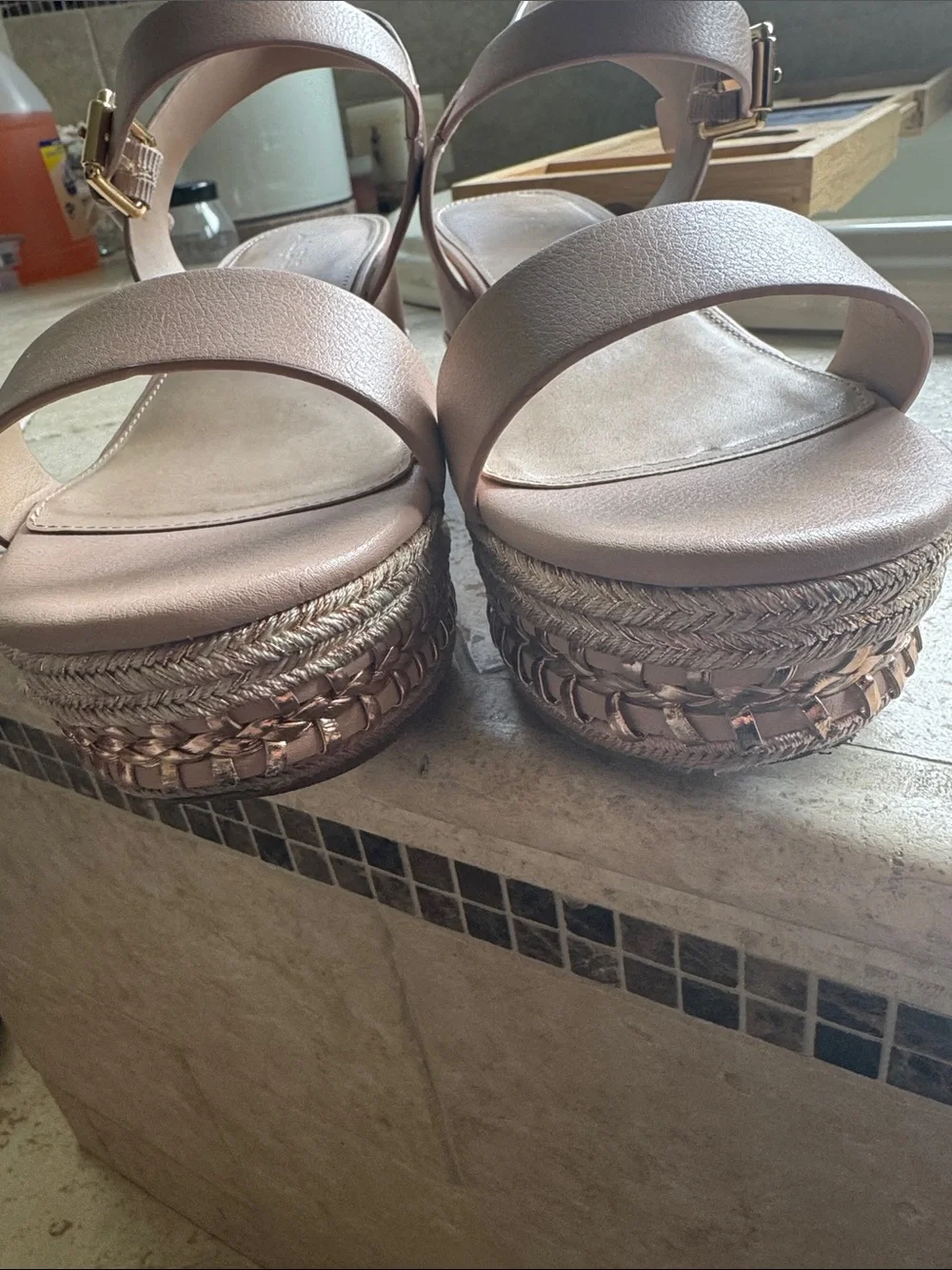 Womens Aldo Blush Pink Espadrille Wedge Sandals